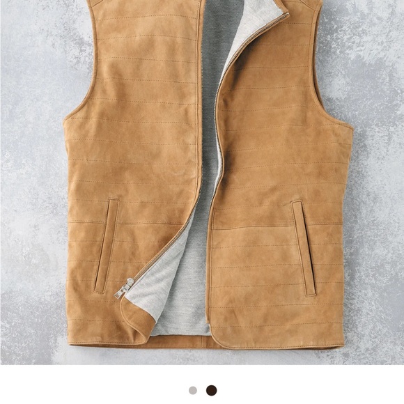 Peter Millar Men's Tan Suede Vest - Picture 2 of 5